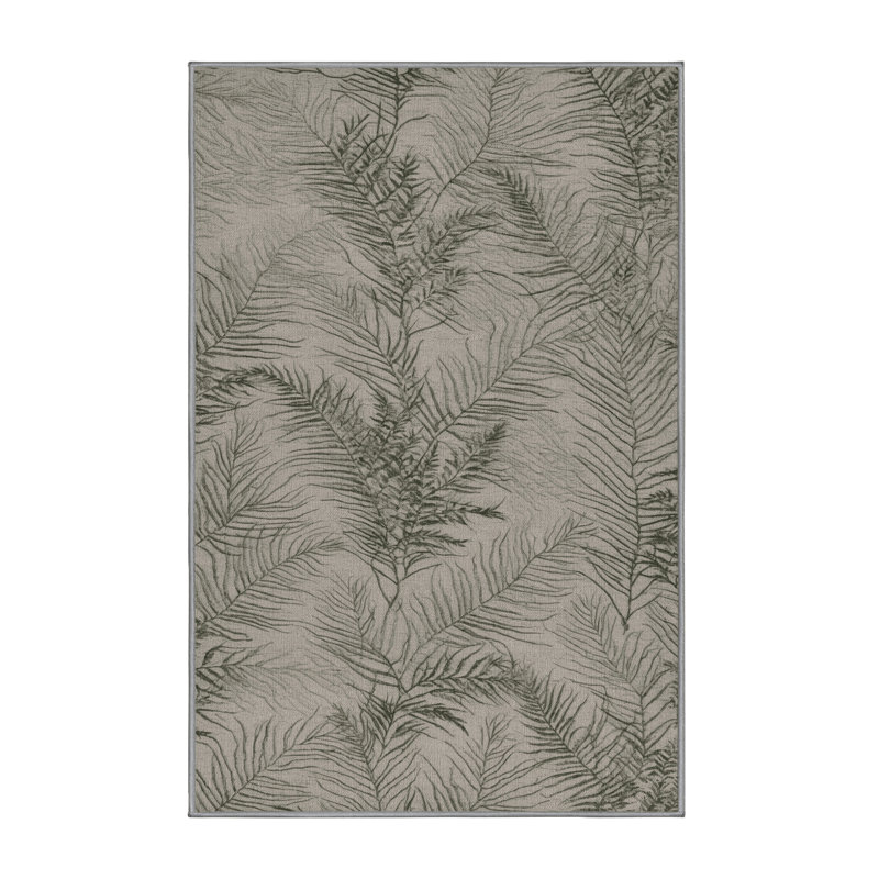 Machine Washable Botanical Gray Area Rug, Rectangle 8' x 12'