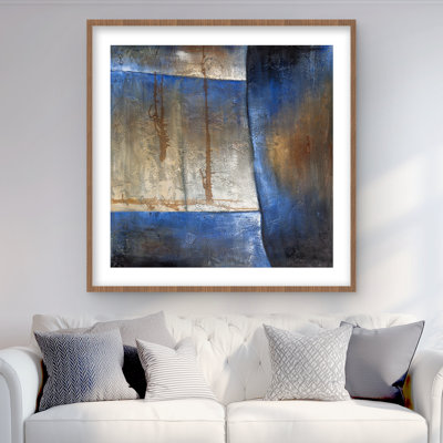 Bleu lumineux et forme bronze - reproduction encadrée industrielle