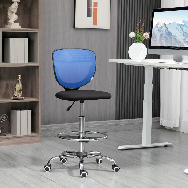 Arnis Mesh Drafting Chair, Blue/Black