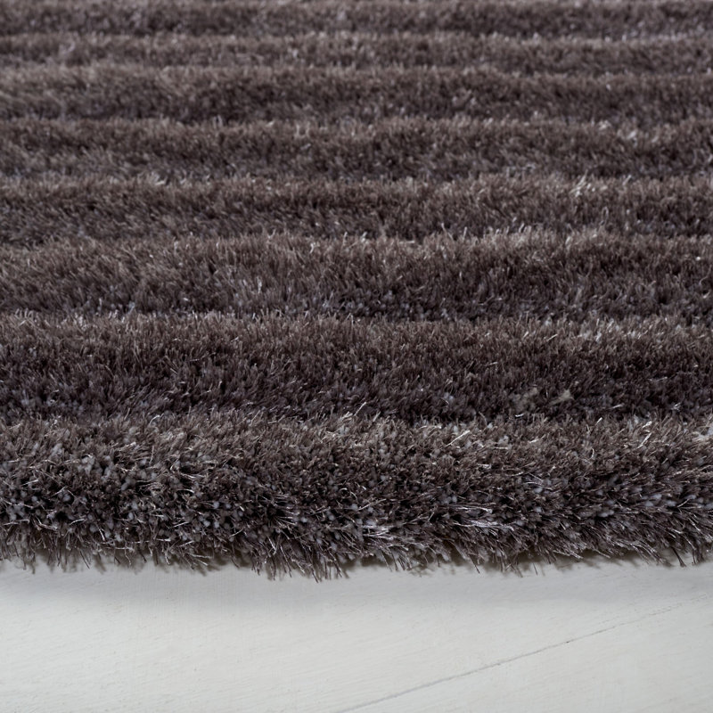 Tapis gris/noir touffeté à la main Blanch, Rond 6 pi