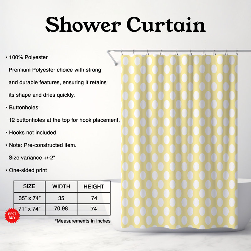 Rideau de douche Premium 1, Jaune, H 74 po x l 71 po
