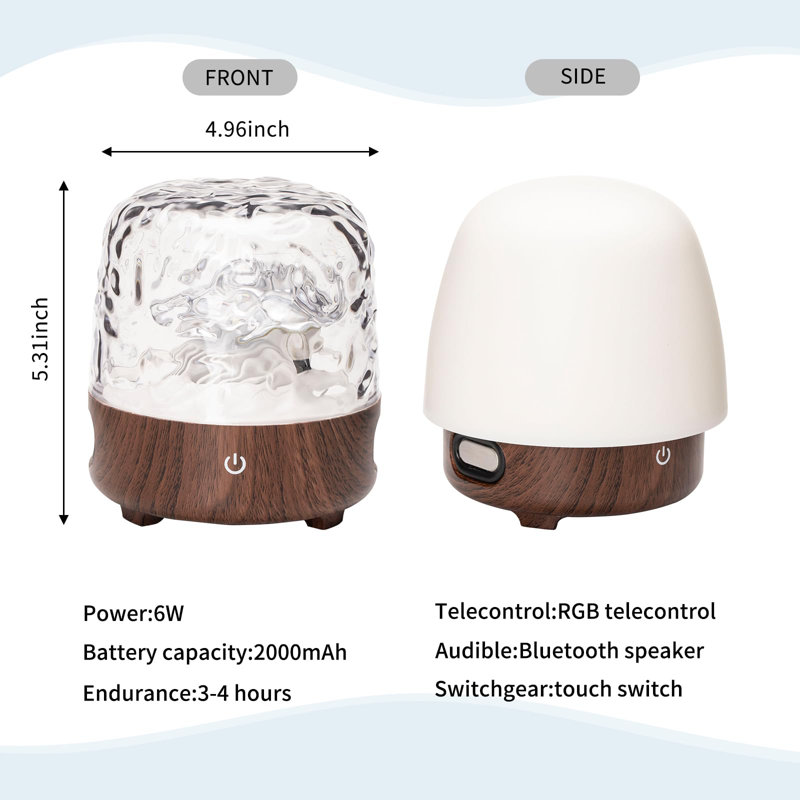 Ocean Wave Projector Light with Bluetooth Speaker & Remote Control, Brown