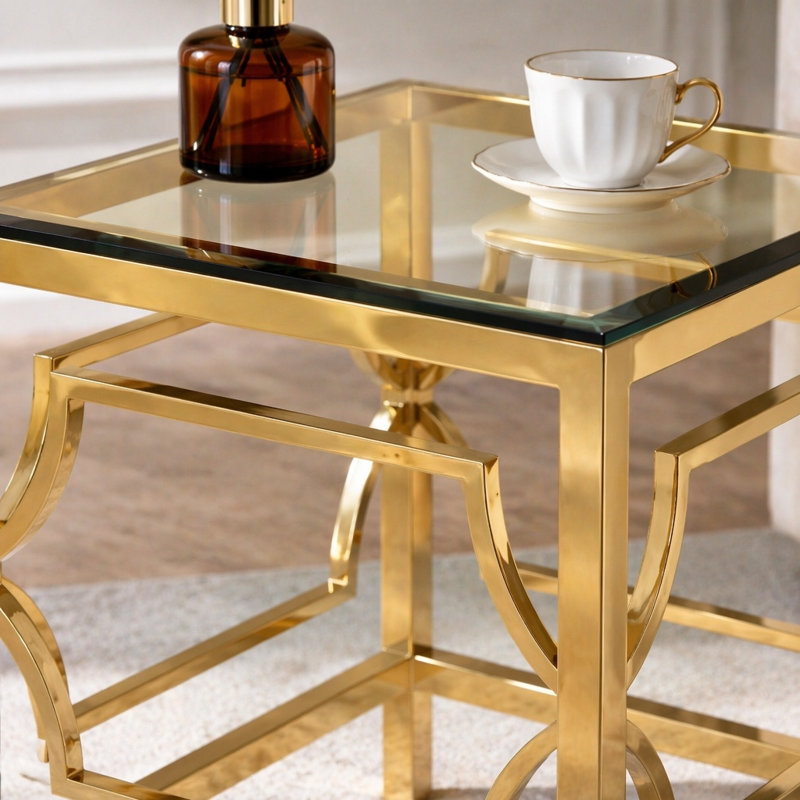 Table d'appoint 19,7 po Modern Gold, Transparent
