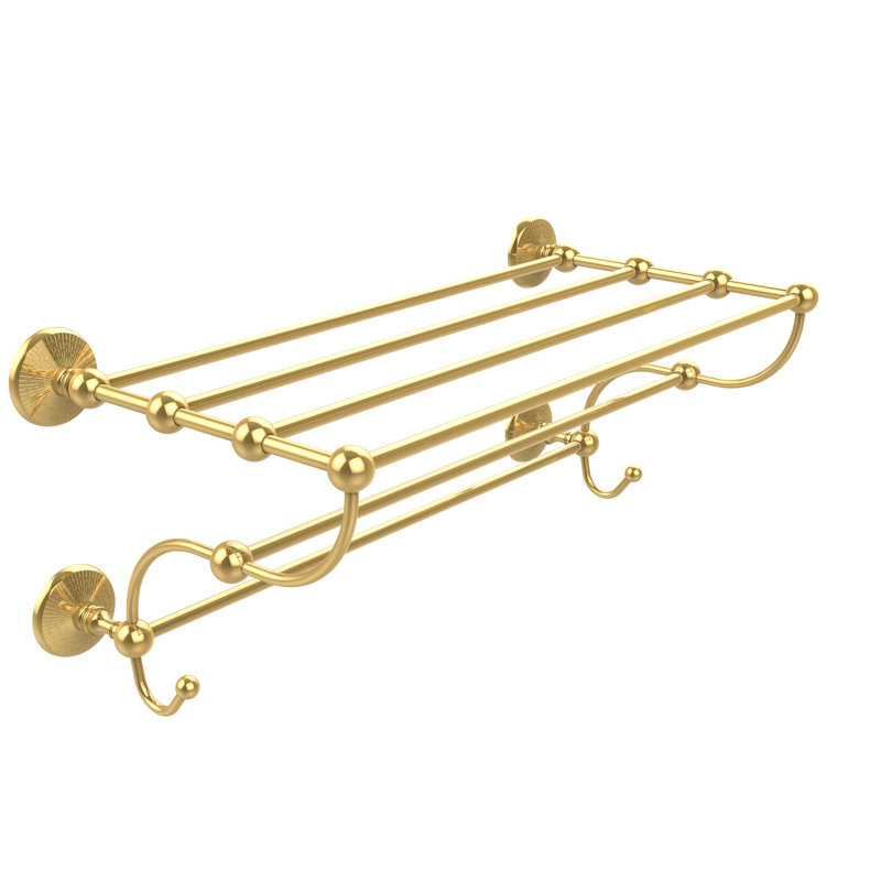 Marchmont Metal Bracket Shelf, Unlacquered Brass, 12" H x 24" W x 14" D