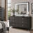 Gala Dresser Mirror, Embedded Crystal Trim w LED, Gray 40x44 Rectangular