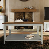Daris Coffee Table With Storage Shelf. Solid Oak Top.