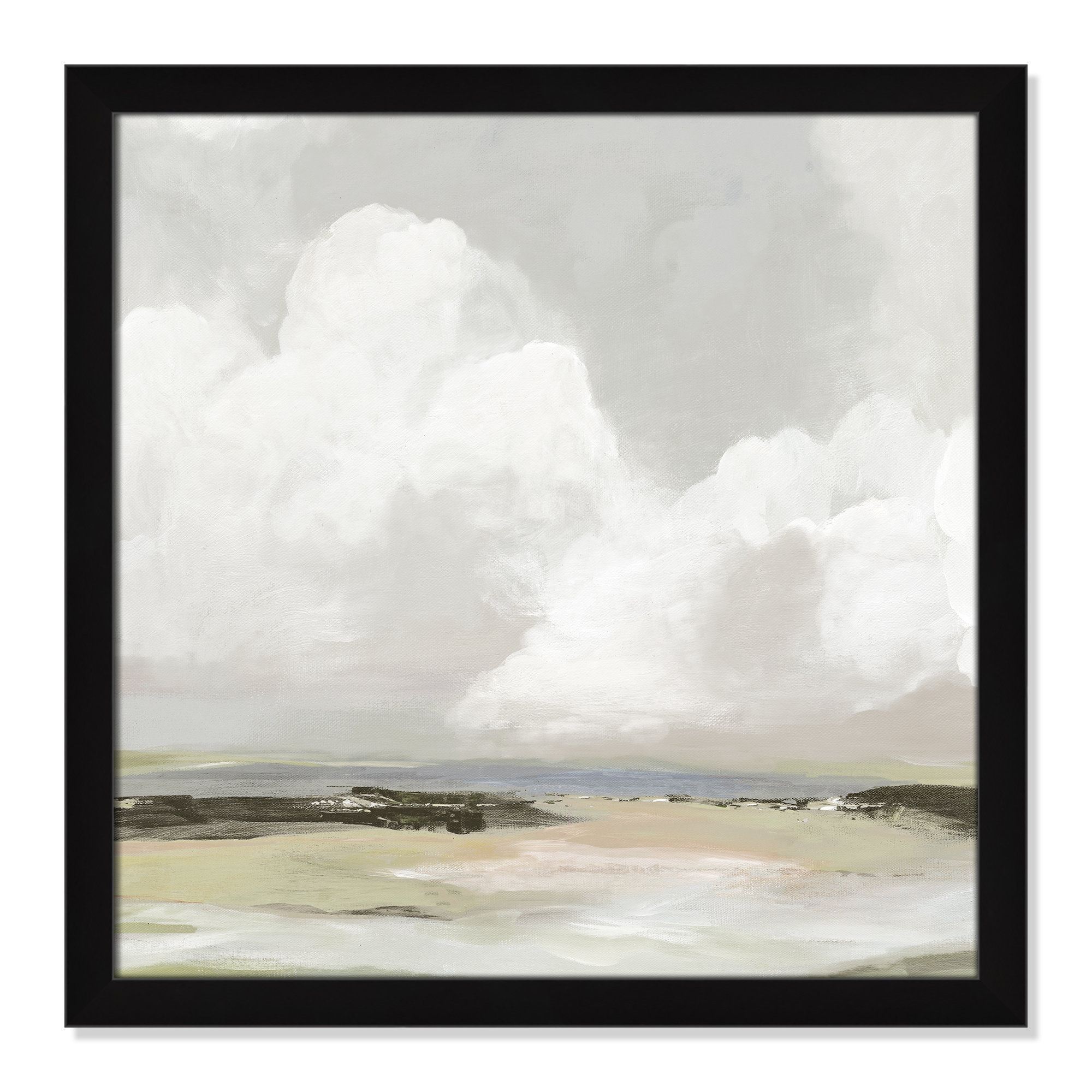 Soft Clouds - Picture Frame Painting Print, 24.5" H x 24.5" W x 1.12" D, Black Framed
