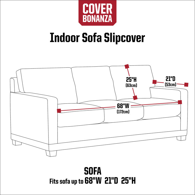 Cover Bonanza Polyester Sofa Slipcover, 25" H x 68" W x 21" D, Red/Brown
