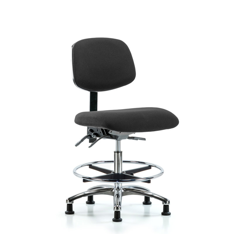 Elodie ESD Fabric Drafting Chair, Black, Glides, Included