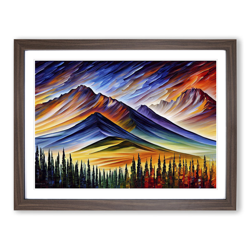 Mountain View Vol.5 Abstract - Framed Print, 34cm H x 46cm W x 2cm D, Walnut Framed