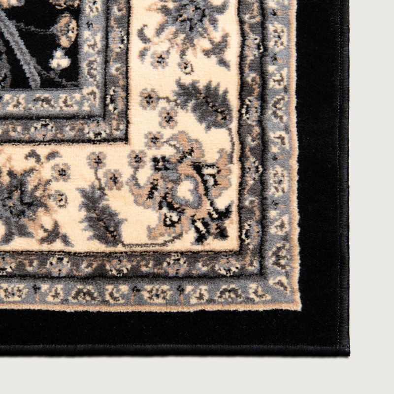 Bhatari Oriental Burgundy Area Rug, Runner 2'11" x 16'5", Black