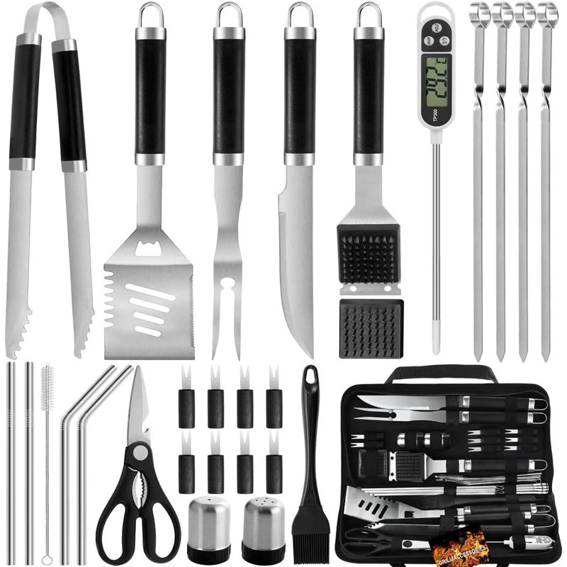 Stainless Steel Non-Stick Dishwasher Safe Grilling Tool Set, Silver