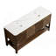 Armoire autoportante 60 po avec 4 portes et tablette ouverte, plateau en pierre frittée blanche, sans lavabo, sans robinet et bonde, noyer foncé-554520077