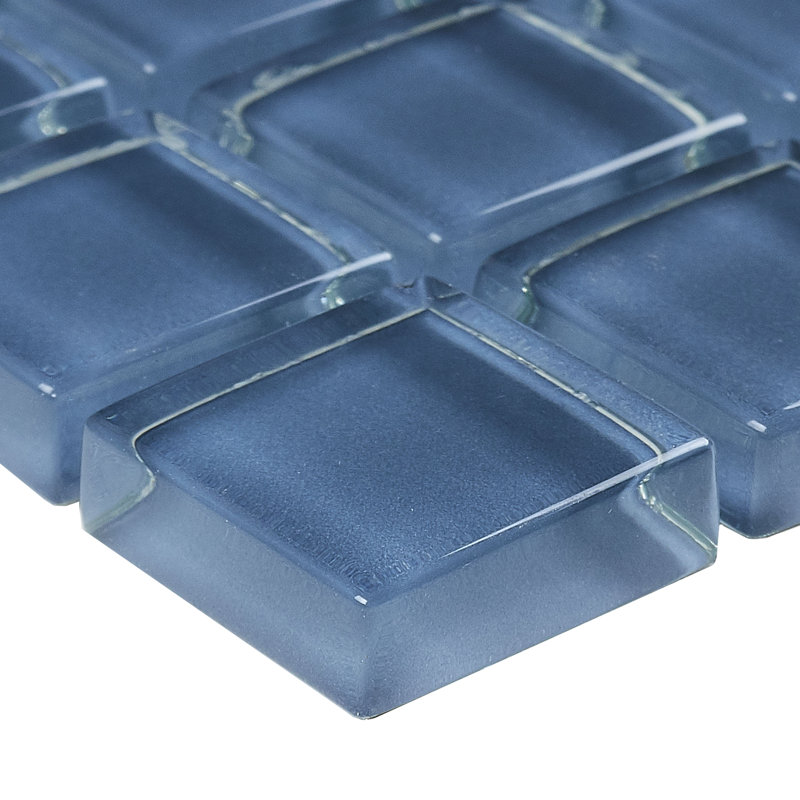 Geneva 1" x 1" Glass Grid Mosaic Wall Tile, Classic Solid Twilight Blue