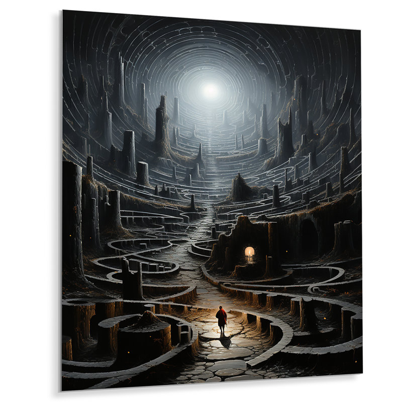Fantsay Lunar Labyrinth Lost - surréalisme, art mural en métal, H 20 po x l 12 po x P 1 po