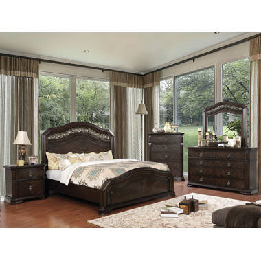 Nfl 1st & Goal 5 Pc Brown Cherry Dark Wood Full Bedroom Set