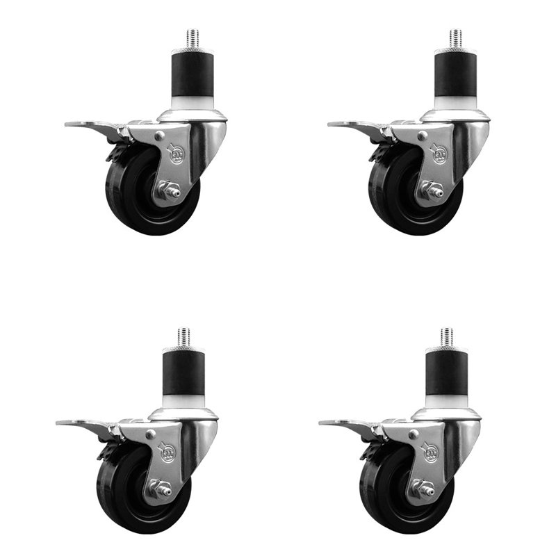 Ensemble de roulettes Phenolique pivotantes à tige 1-7 / 8 pouces