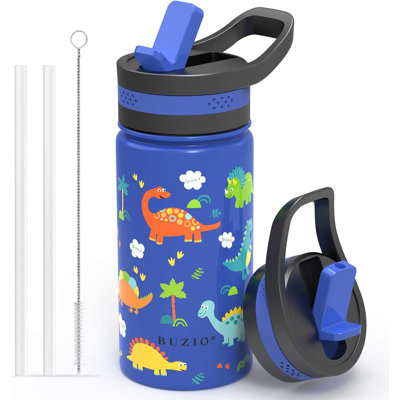 14Oz Double Walled Insulated Water Bottle For Kids, Modern Vacuum Insulated Hydro Bottle With 2 Straw Lids