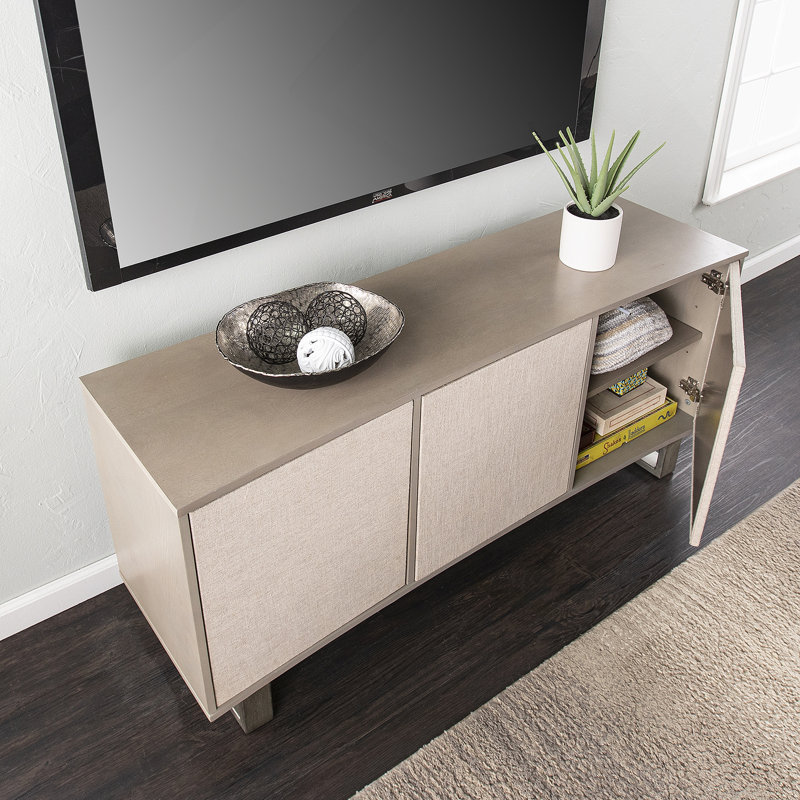 Meuble télé, console multimédia à 3 portes avec tablettes réglables