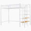 Lit mezzanine simple en métal avec tablette supérieure et échelle de rangement latérale-1355528848
