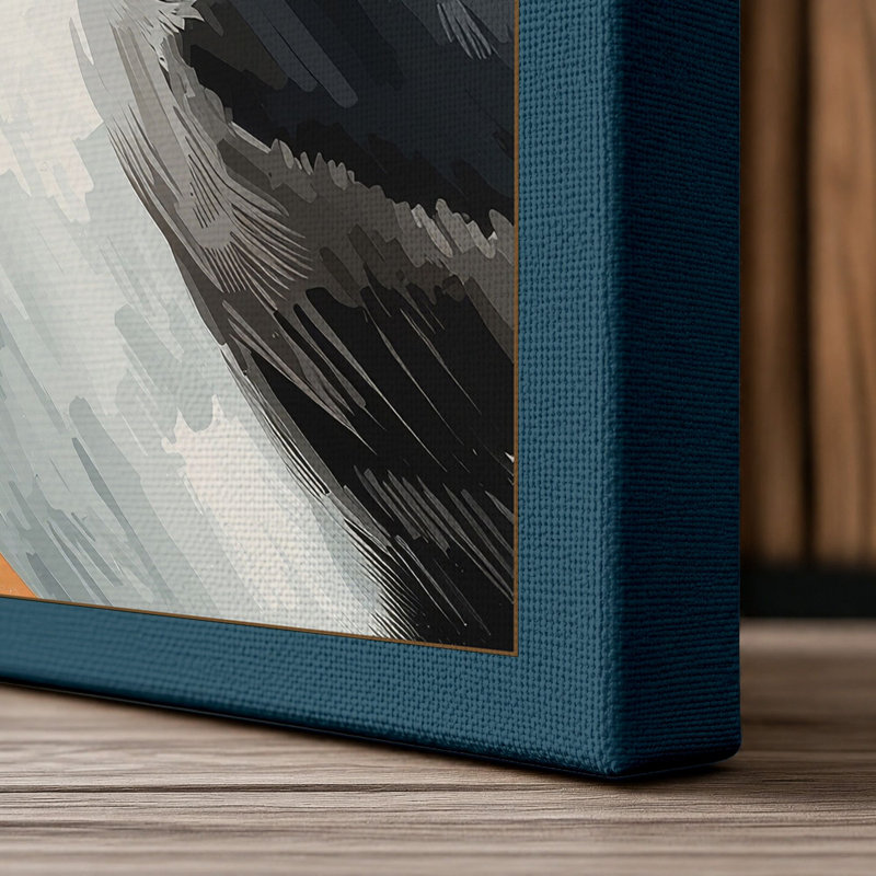 Puffin Portrait Boho - Wrapped Canvas, 36x24 - 91.4 x 61.0 cm, Teal Border