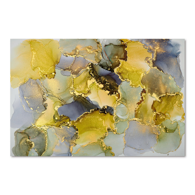 " Green Luxury Abstract Fluid Art V ", 40" H x 60" W x 1.5" D, Wrapped Canvas