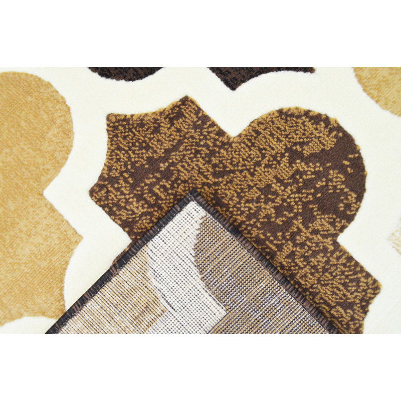 Tapis brun géométrique Nisha, Rectangle 8 pi x 10 pi 5 po