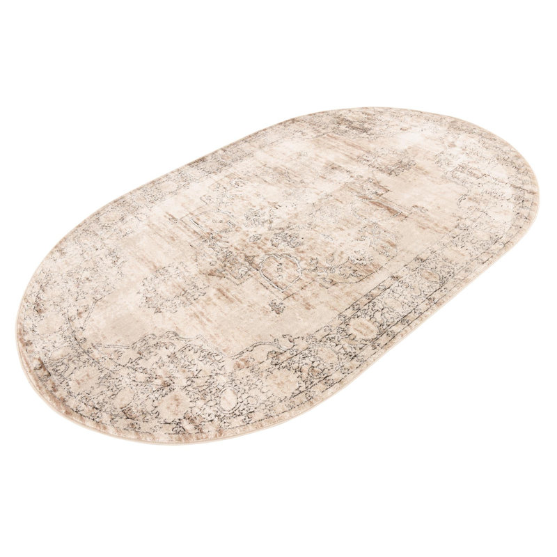 Cantey Oriental Ivory Area Rug, Oval 4'1" x 6'1"