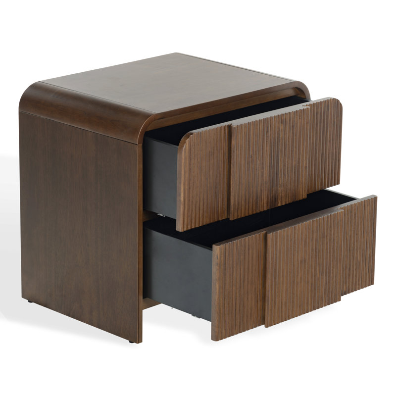 Vitale Reeded Wood 26" Nightstand, Walnut