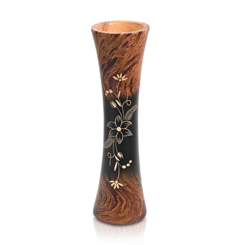 Vase en bois sculpté Elegant Curves