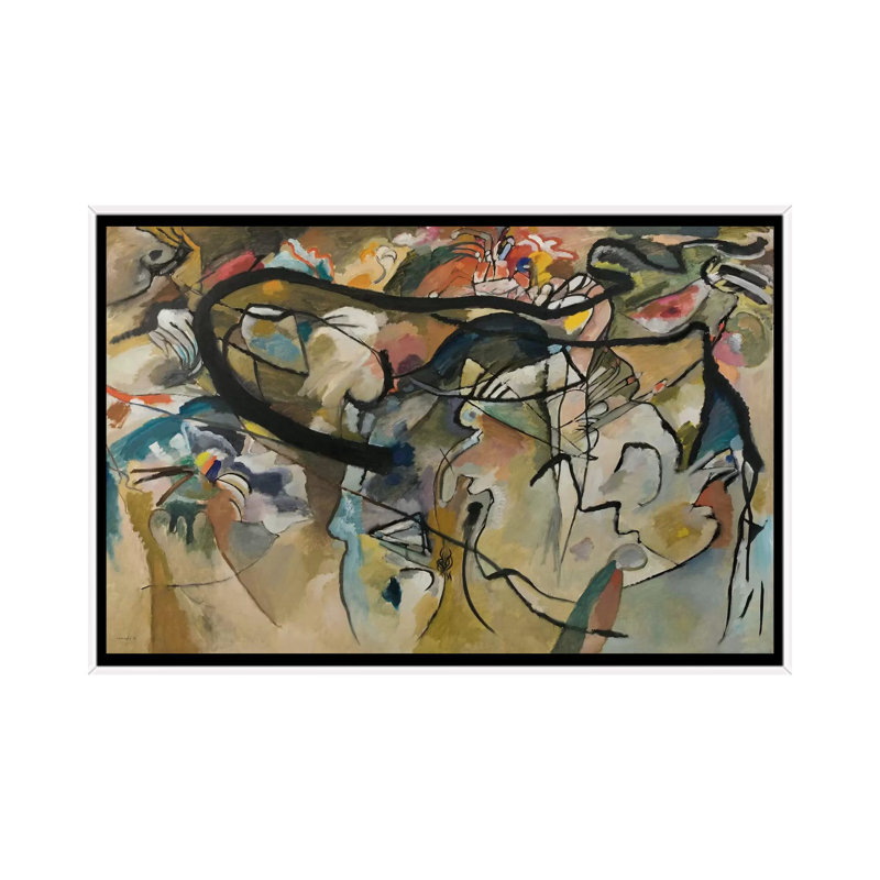 « composition v » par wassily kandinsky,-impression, Toile blanche encadrée, H 18 po x l 26 po x P 1,5 po