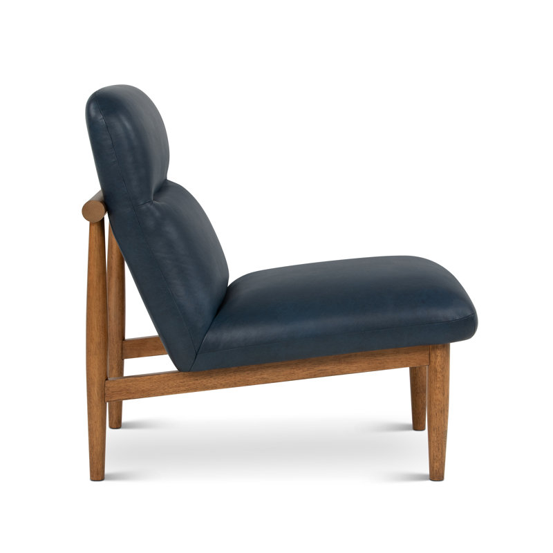Hudson Leather Accent Chair, Oxford Blue Genuine Leather