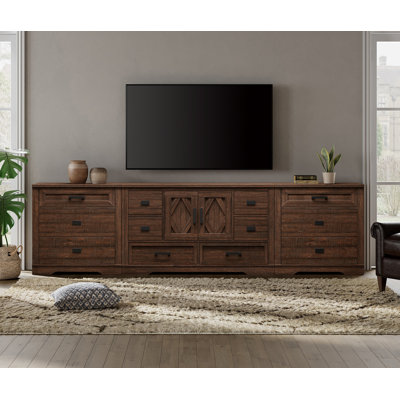 Laziza 3-In-1 Large Farmhouse Wood Entertainment Center With Drawers And Cabinet