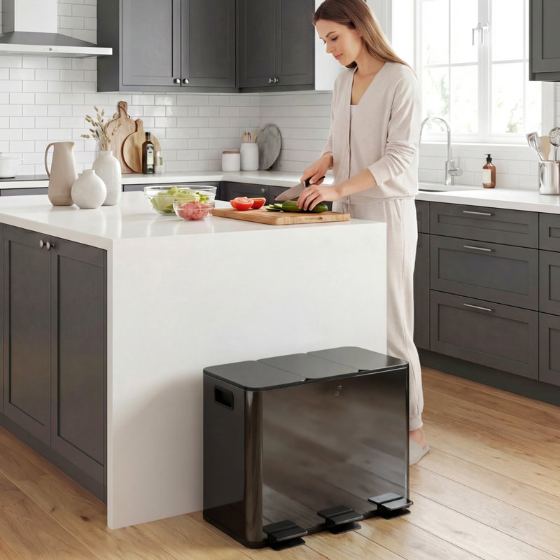 Sarisha Step On Multi-Compartment Rubbish & Recycling Bin - 45L