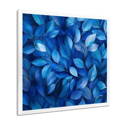 Cobalt Leaves In Moon Light Collage III - leaves Wall Art for Living Room