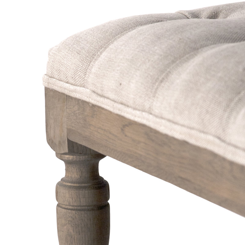Tufted Reclaimed Oak Upholstered Cocktail Ottoman