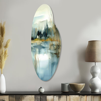 Été, paysage de lac, Illustration V - Lac, forme incurvée, art mural en métal