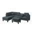 Canapé modulaire 3 pièces Rema, méridienne, repose-pieds, 2 coussins, lin Rema-111572242