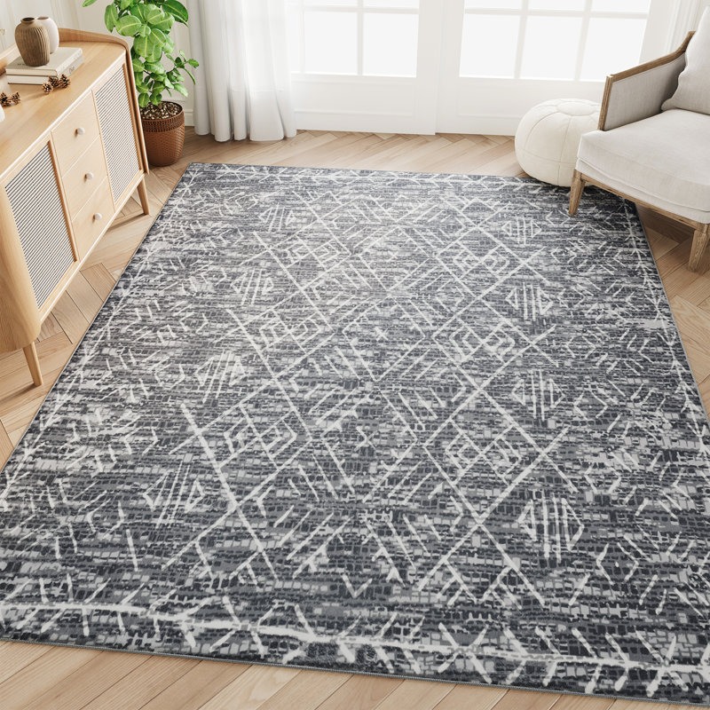 Imitation Cashmere Non-Slip Cotton Bottom Soft Area Rug Fishbone Nordic Style Skin-Friendly Carpet, Gray