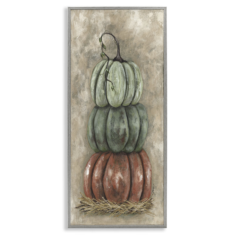 «Stacked Rustic Pumpkins», art de la giclée encadrée par Julie Norkus, Estampe numérique Farmhouse, H 24 po x l 10 po