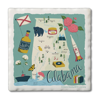 Thirstystone Alabama Attractions 4 Piece Tumbled Tile Coaster Set