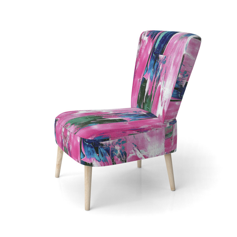 Accent Chair, Beige Floral Pattern Upholstered Decor - Beige Floral Pattern II, Pink