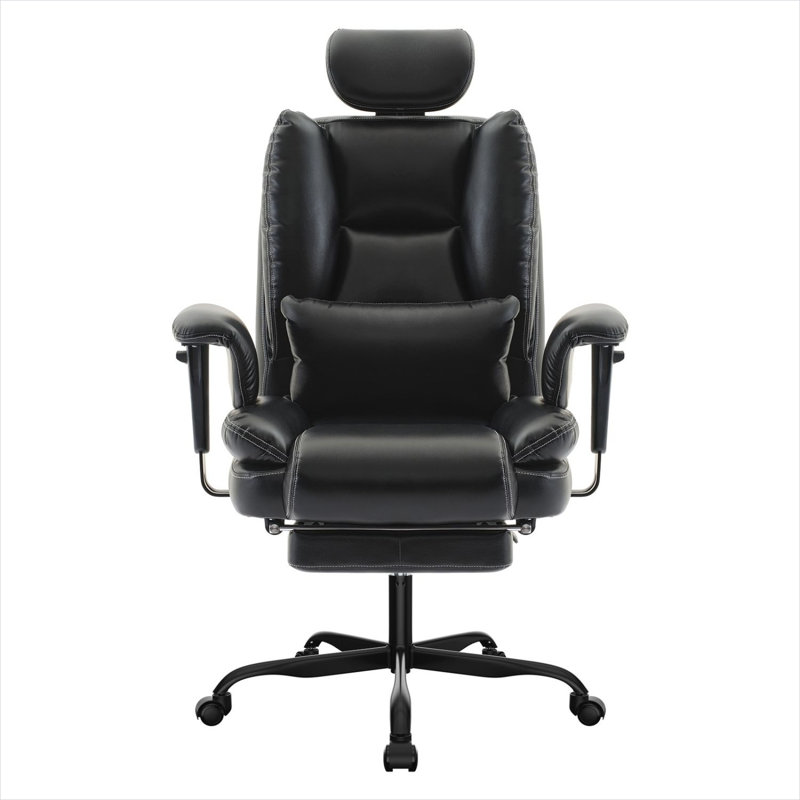 Fauteuil de direction rembourré en similicuir avec appui-tête réglable et dossier haut, 20,87 x 21,26 x 47,64, H 25,64 po