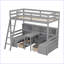 Lit mezzanine simple avec tablettes de rangement-111782782