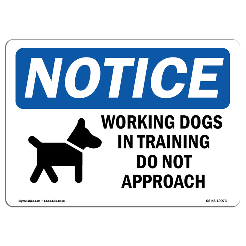 Chiens de travail en formation faisant de l'enseigne en plastique 14 po x 10 po