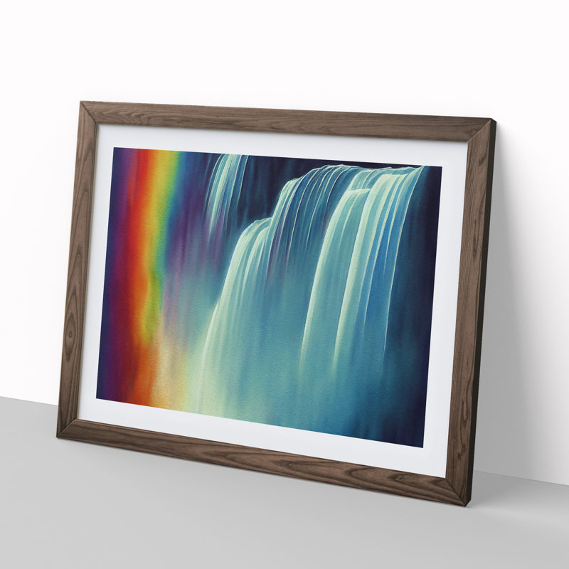 Colourful Watercolour Vol.4 - Single Picture Frame Print, Walnut Framed, 25cm H x 34cm W x 2cm D