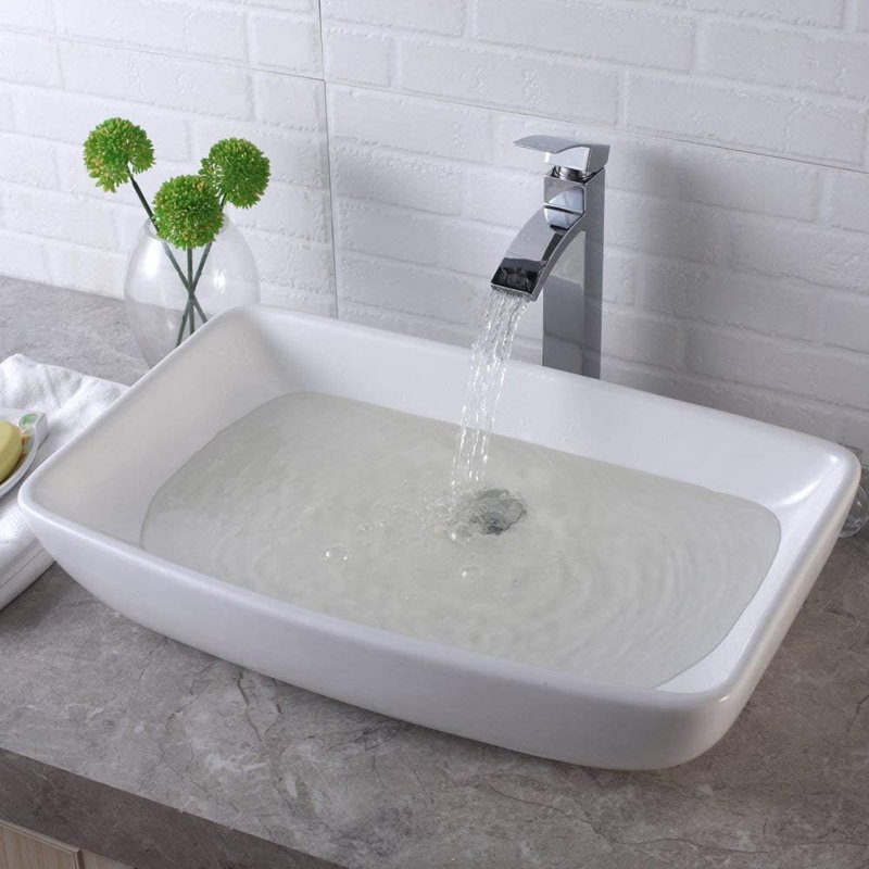 Stufurhome 15'' White Ceramic Rectangular Bathroom Sink