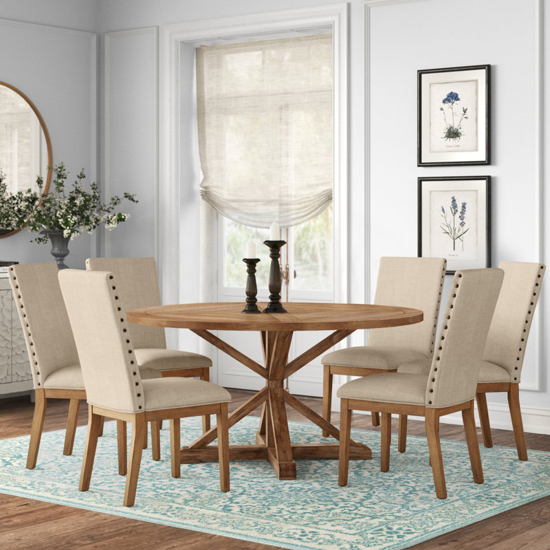 Ashbaugh 6 - Person Pedestal Dining Set, Beige