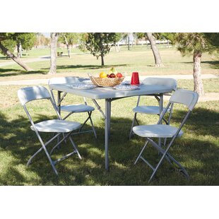 36" Plastic Square Folding Table Portable with 4 Chairs