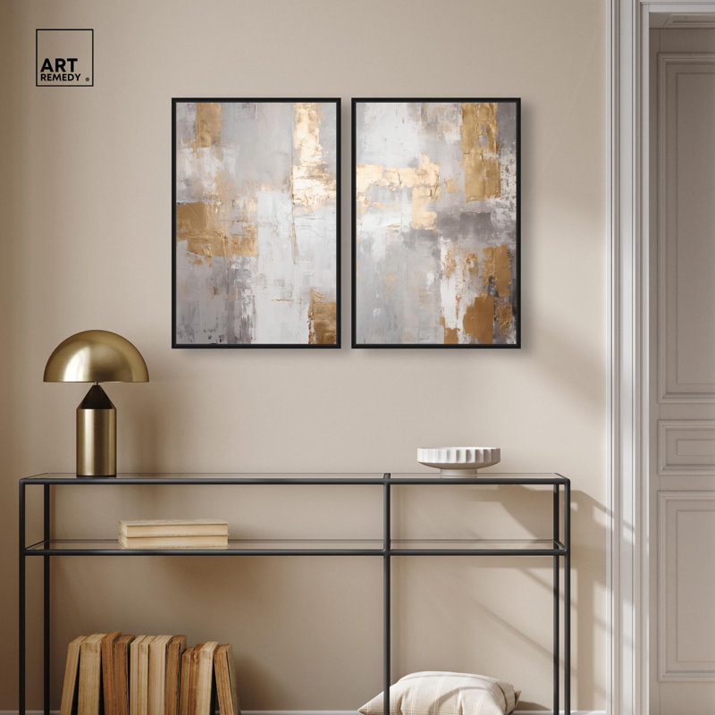 Tranquility Gold Art , Black, 25" H x 17" W, Impression dans un cadre flottant sans passe-parto